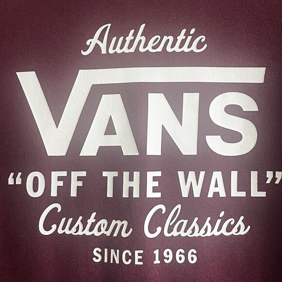 VANS Custom Classics Mens Pullover Big Logo Script Hoodie - Red Burgundy, Size S - Picture 3 of 10